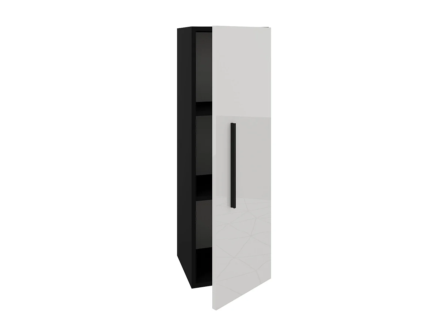 Hochschrank Kos, 1 Tür, Schwarz/Hochglanz Weiß, MDF, 30 x 30 x 95 cm