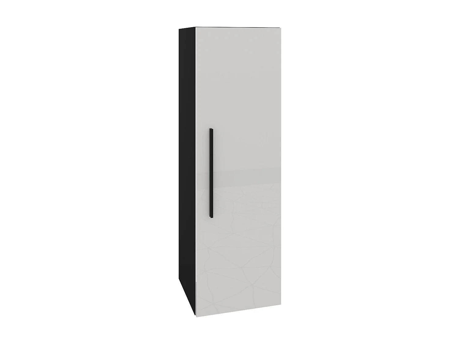 Hochschrank Kos, 1 Tür, Schwarz/Hochglanz Weiß, MDF, 30 x 30 x 95 cm