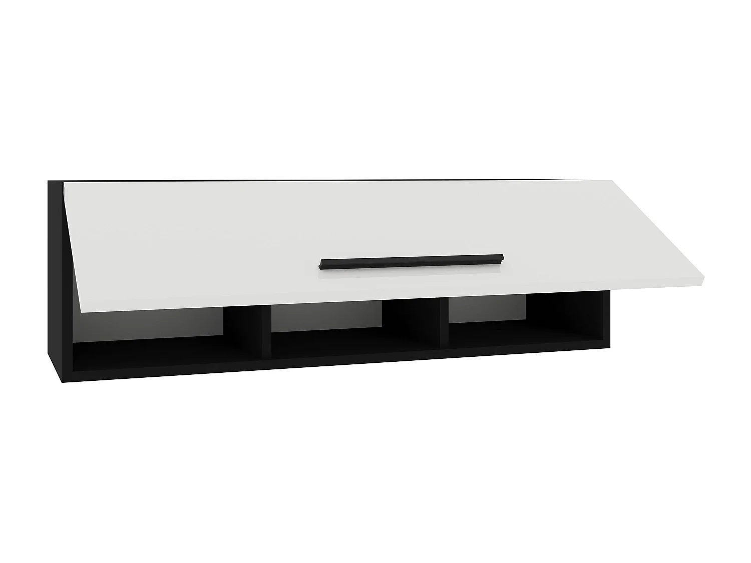 Hochschrank Kos, 1 Tür, Schwarz/Hochglanz Weiß, MDF, 30 x 30 x 95 cm