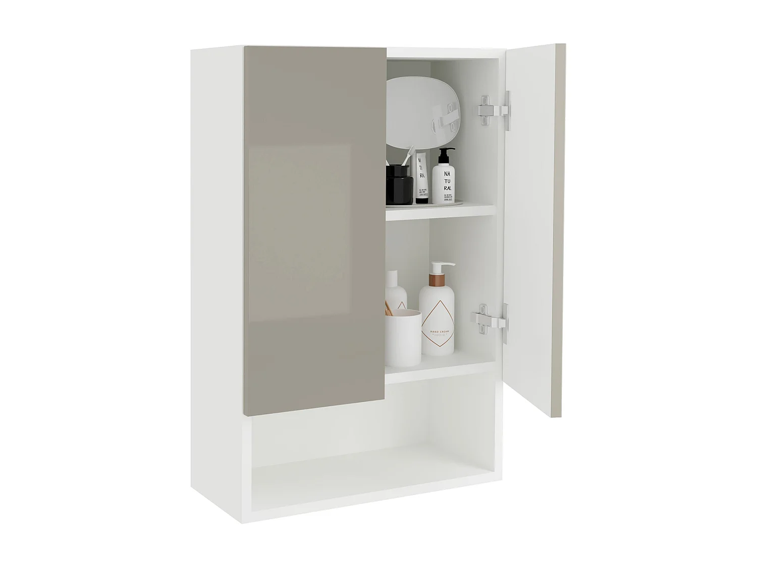 Mueble de cuarto de baño haaus Zed, suspendido, 2 puertas, Gris brillante/blanco, MDF, L 48 x A 22 x A 72 cm