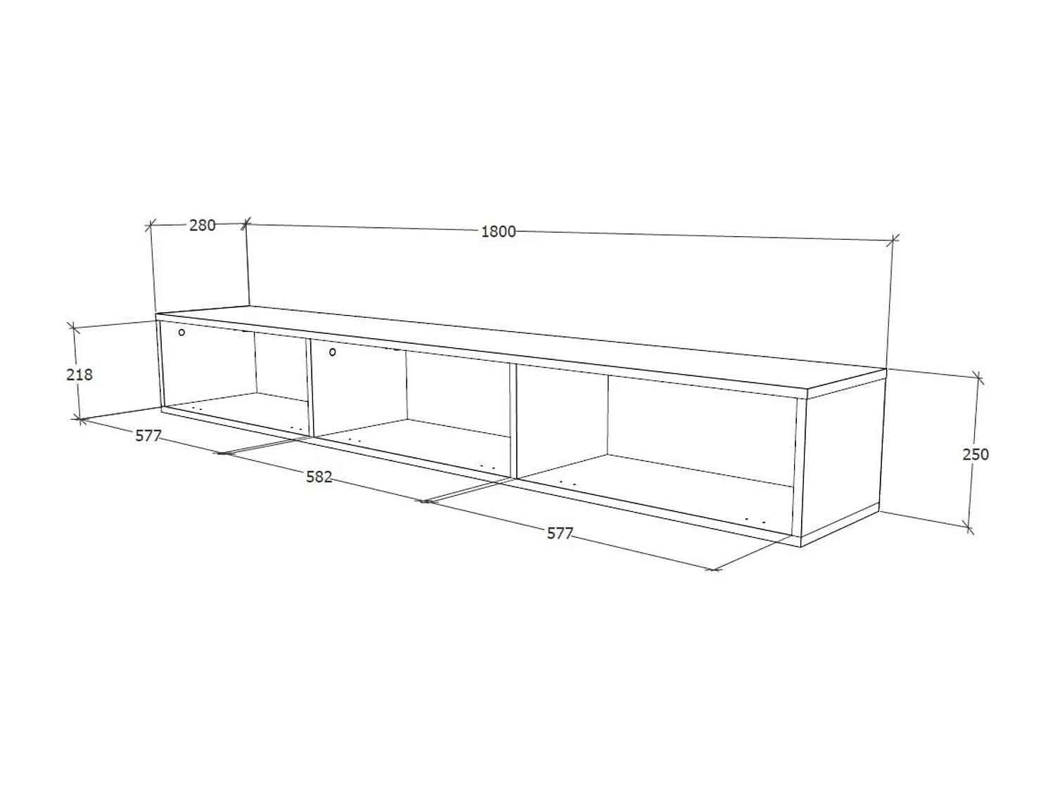 Móvel TV haaus Elba, Branco, 180 x 30 x 25 cm