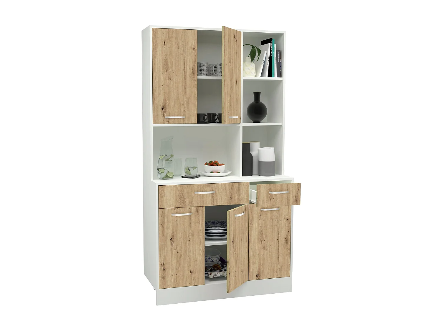 Buffet Hugo haaus, Carvalho Artisan/Branco, 100 x 44 x 188 cm