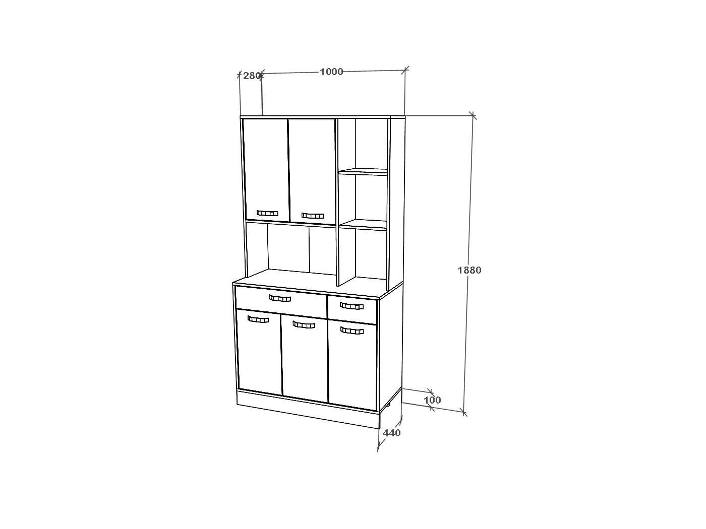 Buffet Hugo haaus, Carvalho Artisan/Branco, 100 x 44 x 188 cm