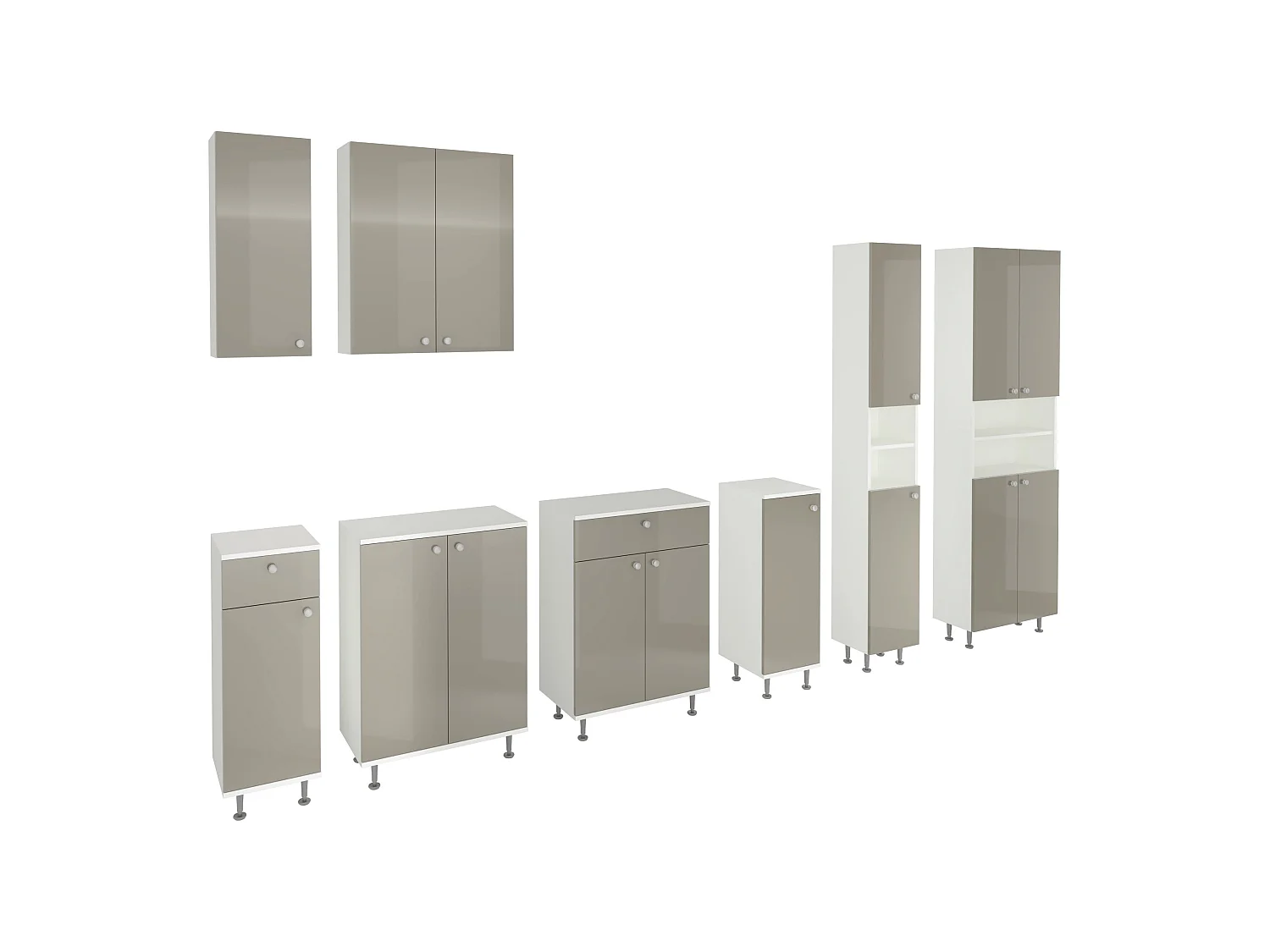 Meuble de Salle de Bain haaus Zaria, 1 Porte, Gris Brillant/Blanc, MDF, L 30 x l 35 x H 85 cm