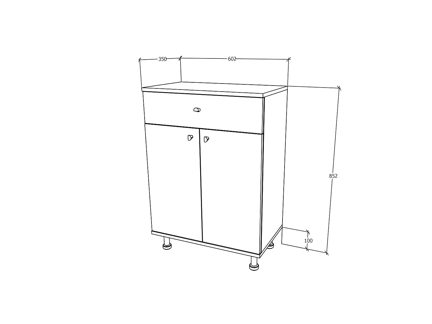 Meuble de Salle de Bain haaus Zaria, 1 Tiroir, 2 Portes, Gris Brillant/Blanc, MDF, L 60 x l 35 x H 85 cm