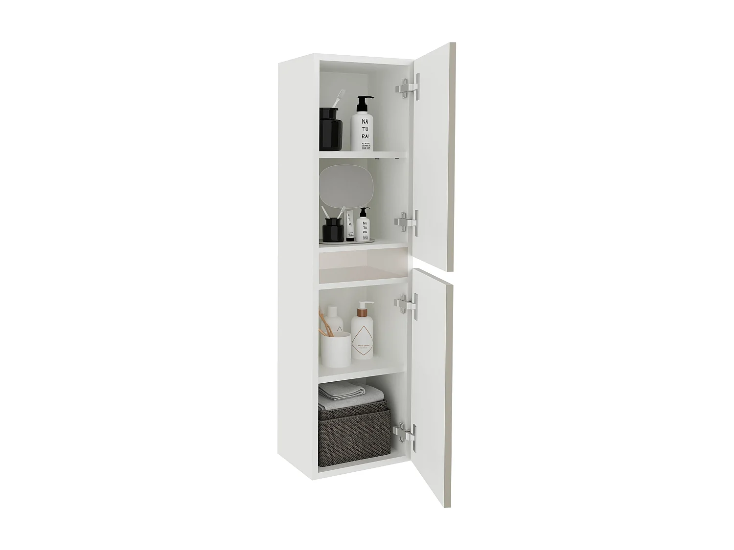 Columna de cuarto de baño haaus Zed, suspendida, 2 puertas, Gris brillante/blanco, MDF, L 29 x A 22 x 104 cm