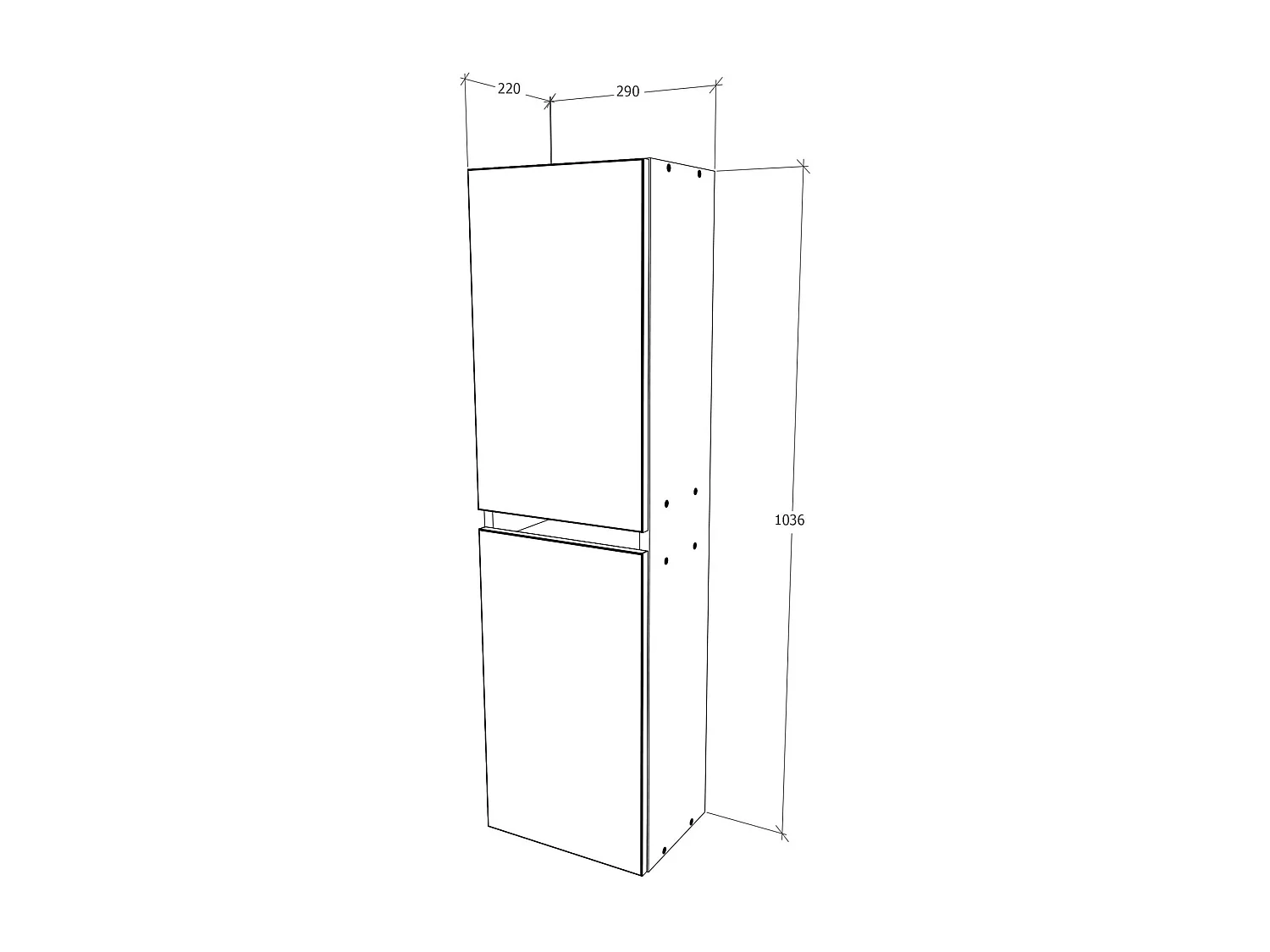 Columna de cuarto de baño haaus Zed, suspendida, 2 puertas, Gris brillante/blanco, MDF, L 29 x A 22 x 104 cm
