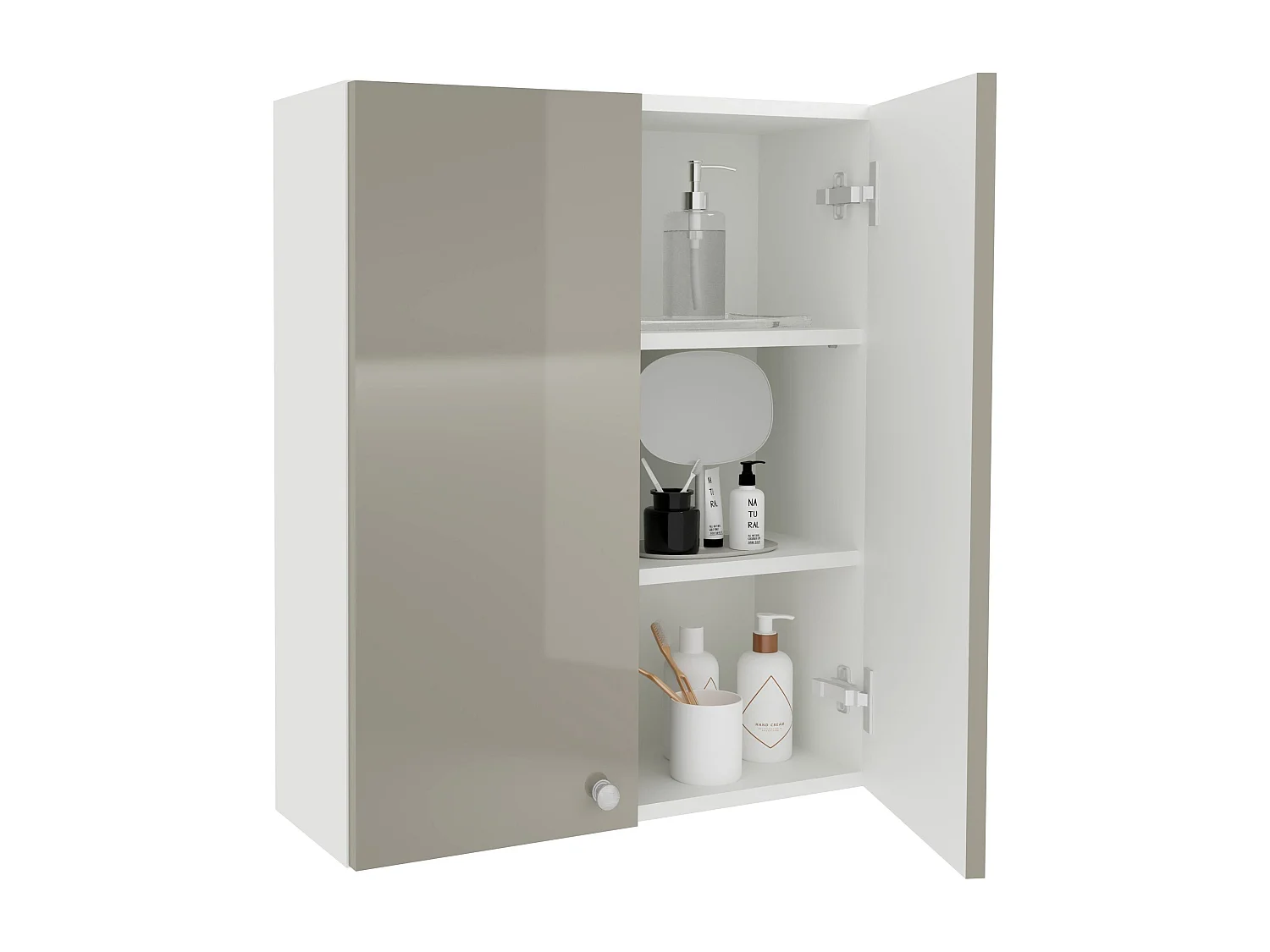 Mueble de cuarto de baño haaus Zaria, suspendido, 2 puertas, gris/blanco brillo, MDF, L 60 x A 22 x A 72 cm