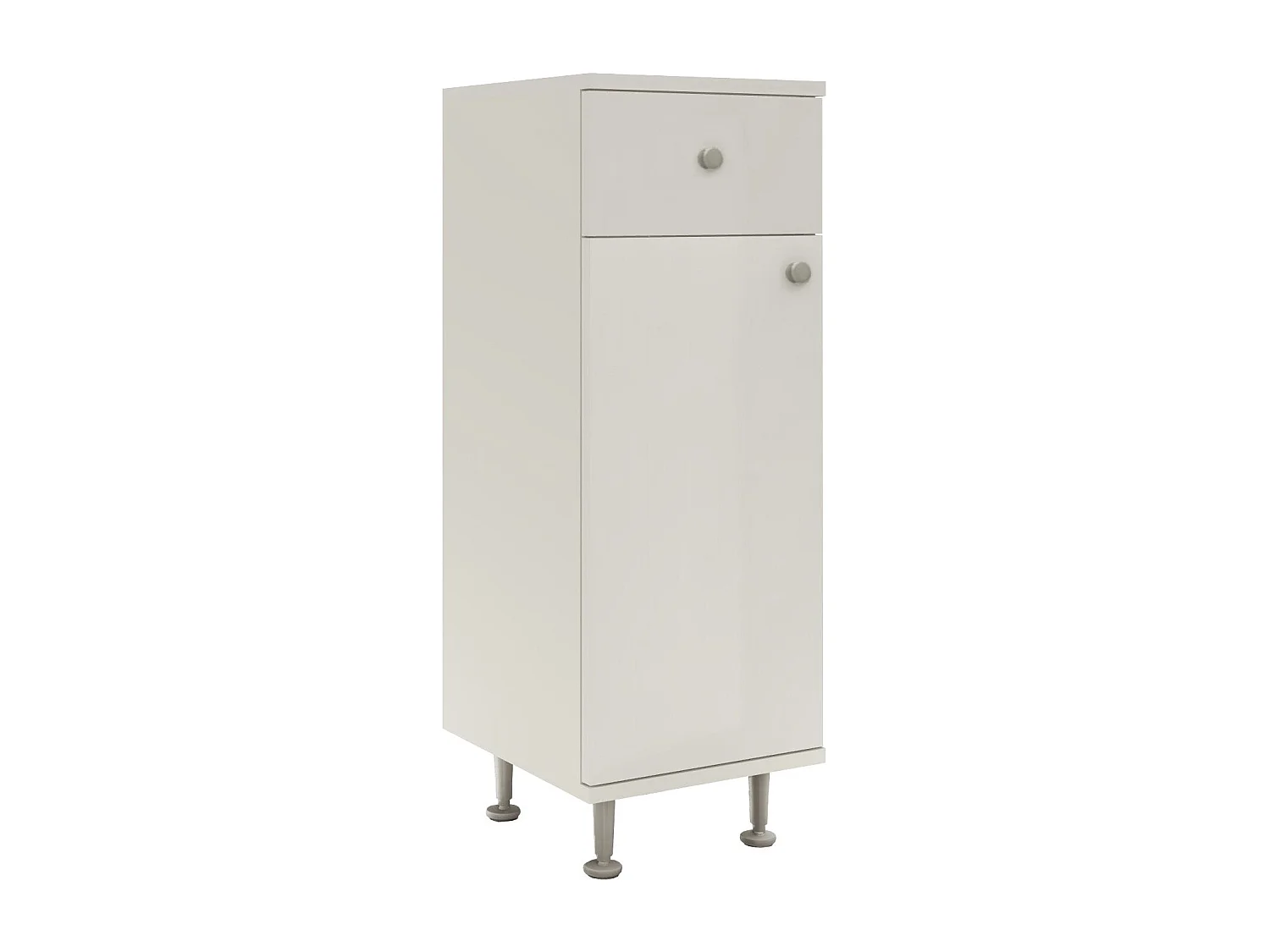 Meuble de Salle de Bain haaus Zaria, 1 Tiroir, 1 Porte, Blanc Brillant/Blanc, MDF, L 30 x l 35 x H 85 cm