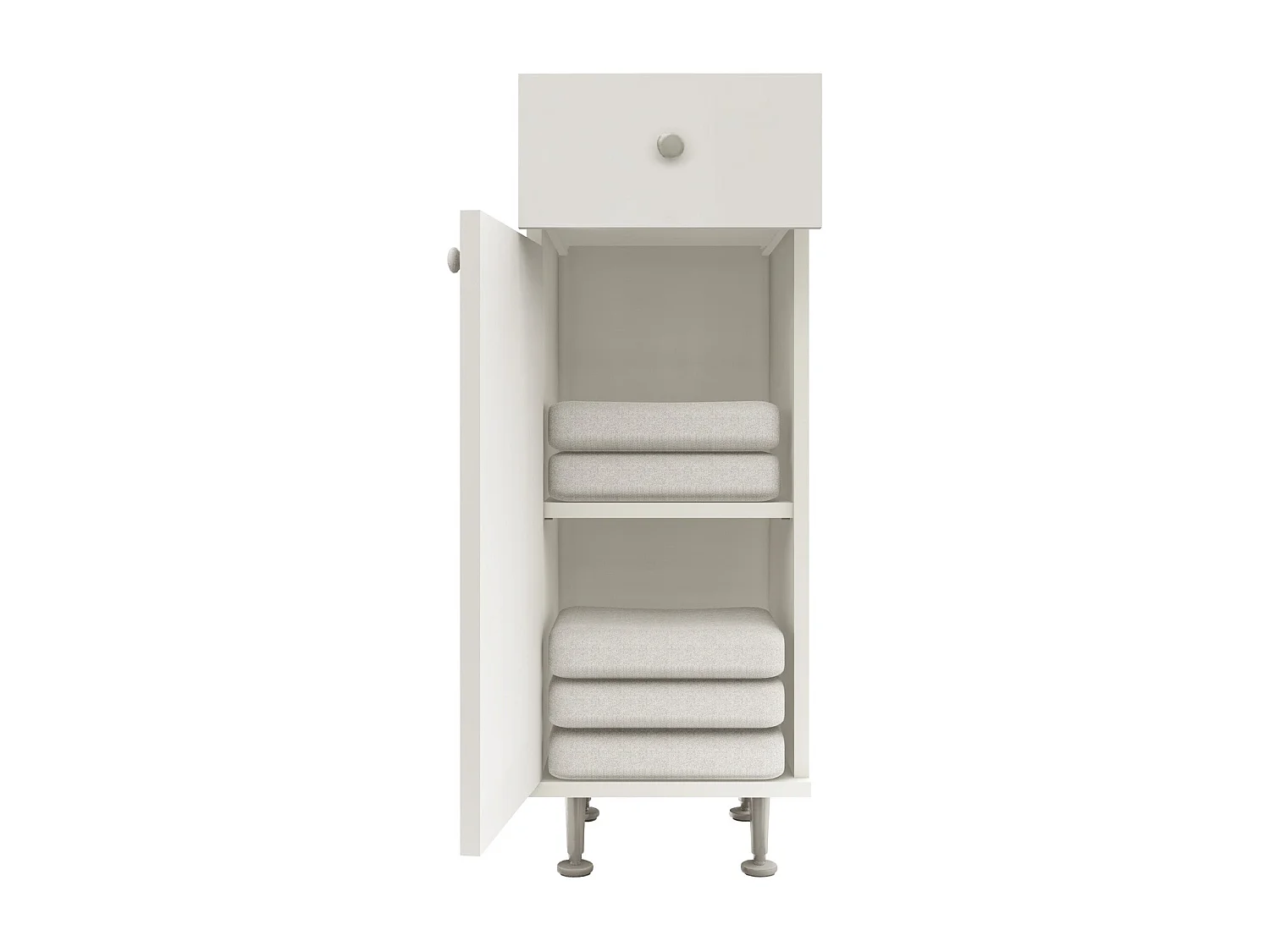 Meuble de Salle de Bain haaus Zaria, 1 Tiroir, 1 Porte, Blanc Brillant/Blanc, MDF, L 30 x l 35 x H 85 cm