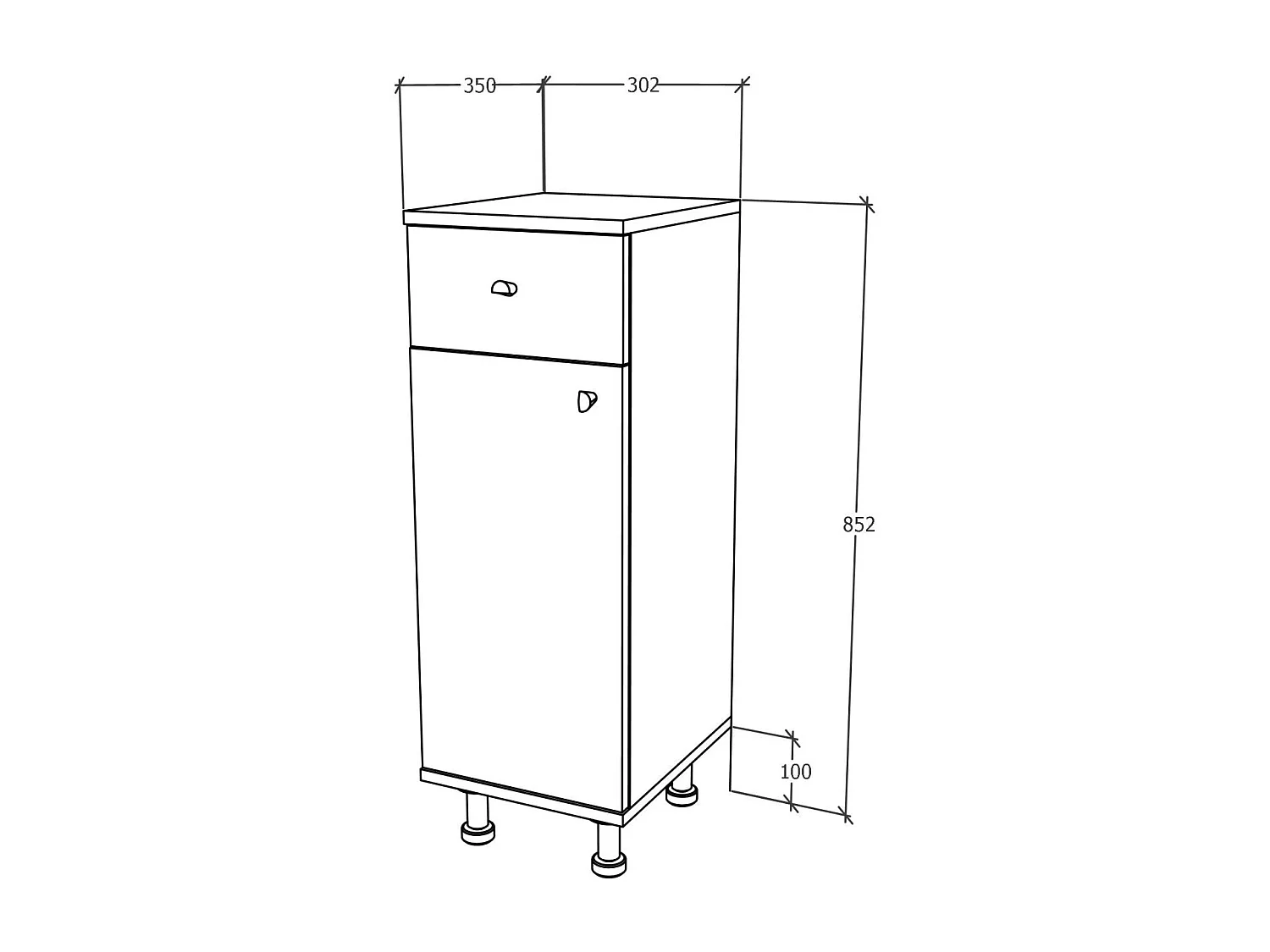 Mobili da bagno haaus Zaria, 1 cassetto, 1 anta, bianco brillante/bianco, MDF, L 30 x L 35 x H 85 cm