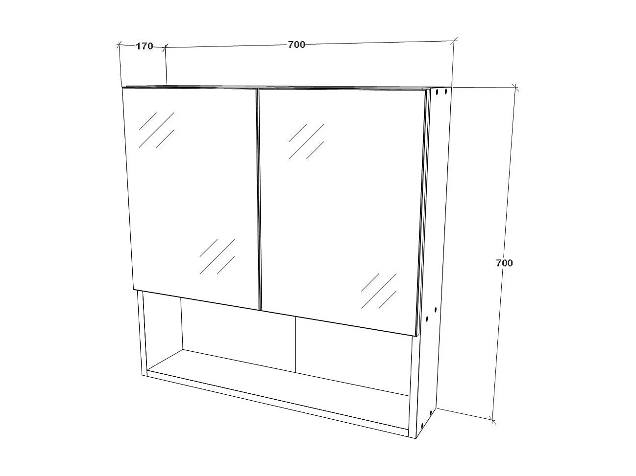 Móvel de casa de banho suspenso haaus Tejo, branco, com espelhos, 70 x 17 x 70 cm