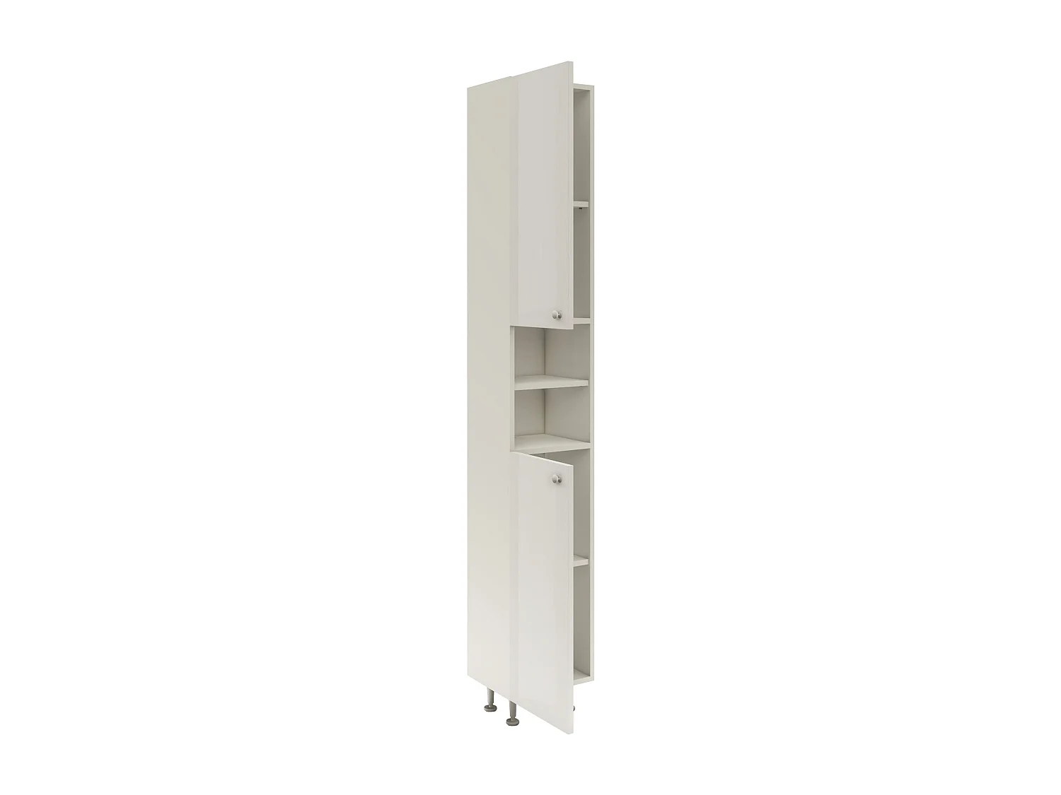 Colonne de salle de bain haaus Zaria, 2 portes, Blanc brillant/Blanc, MDF, L 30 x l 27 x H 190 cm