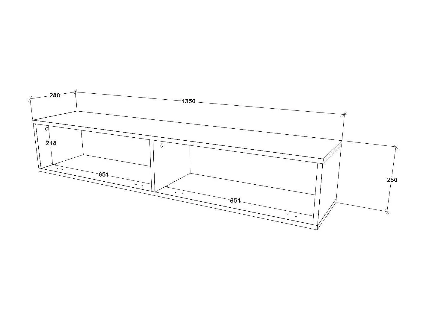 TV-Kommode Isla, 2 Türen, Schwarz, 135 x 28 x 25 cm