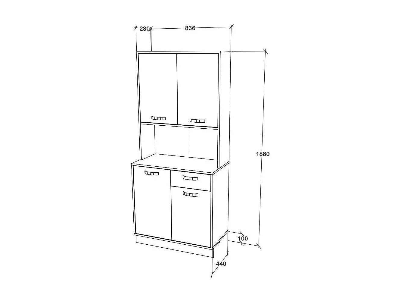 Buffet haaus Oma, Carvalho Sonoma/Branco, L 84 cm