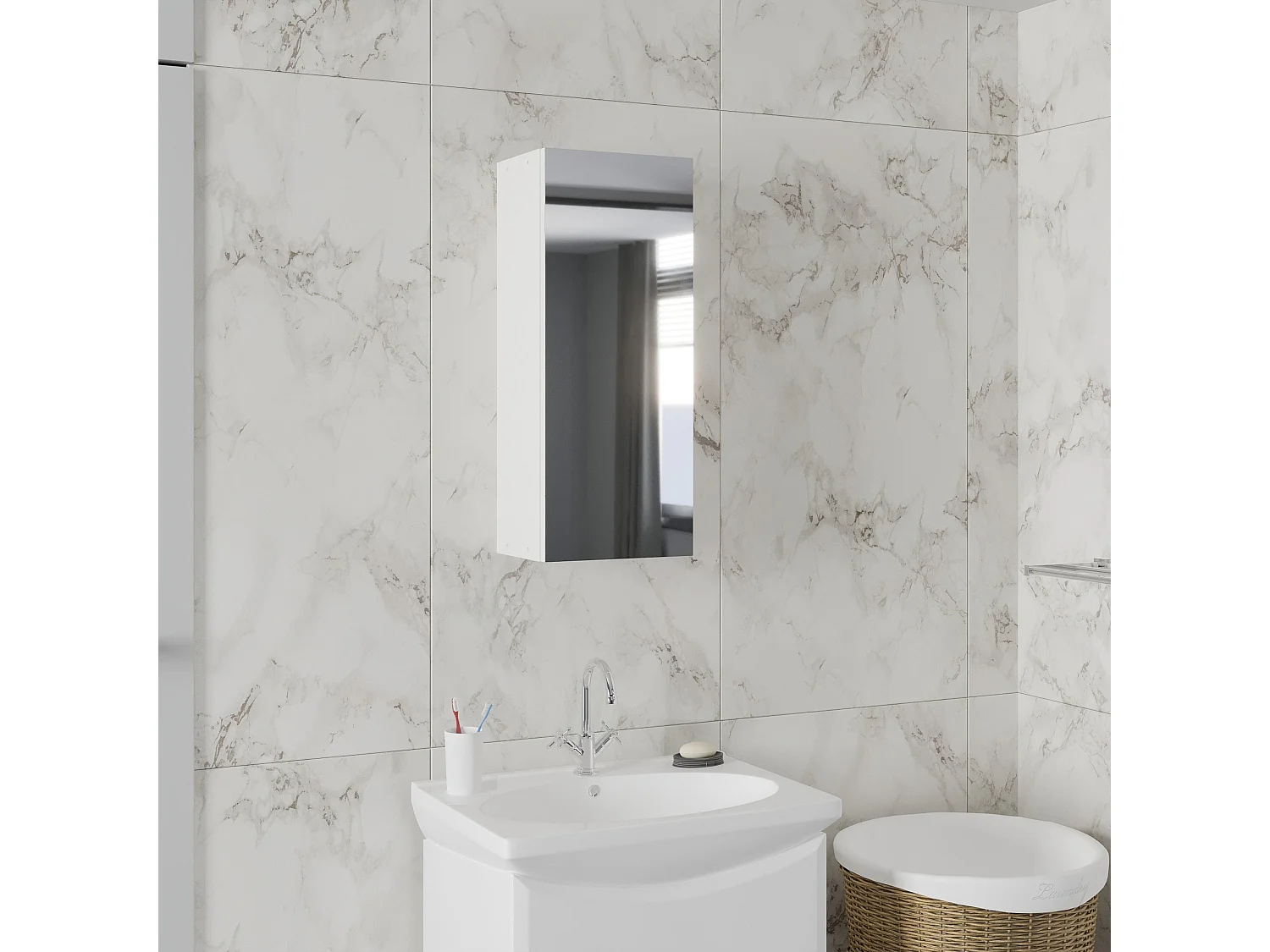 Columna de baño haaus Zaria, 4 puertas, gris brillo/blanco, MDF, L 60 x P 27 x H 190 cm