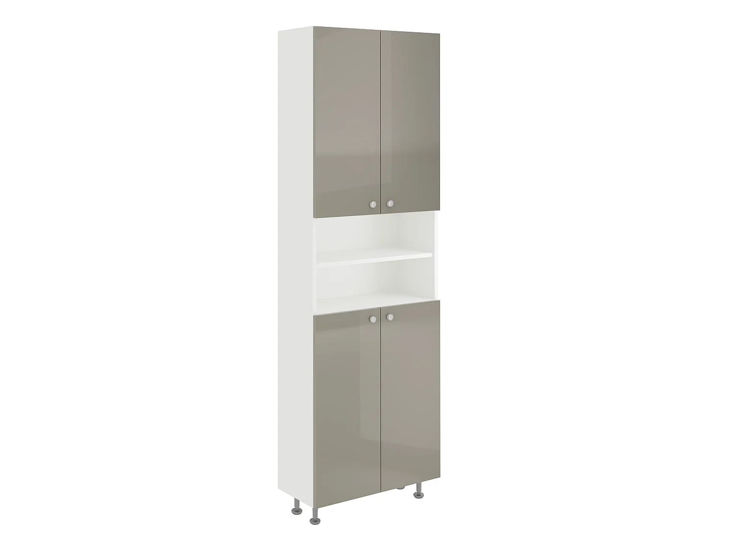 Colonne de salle de bain haaus Zaria, 4 portes, gris brillant/blanc, MDF, L 60 x P 27 x H 190 cm