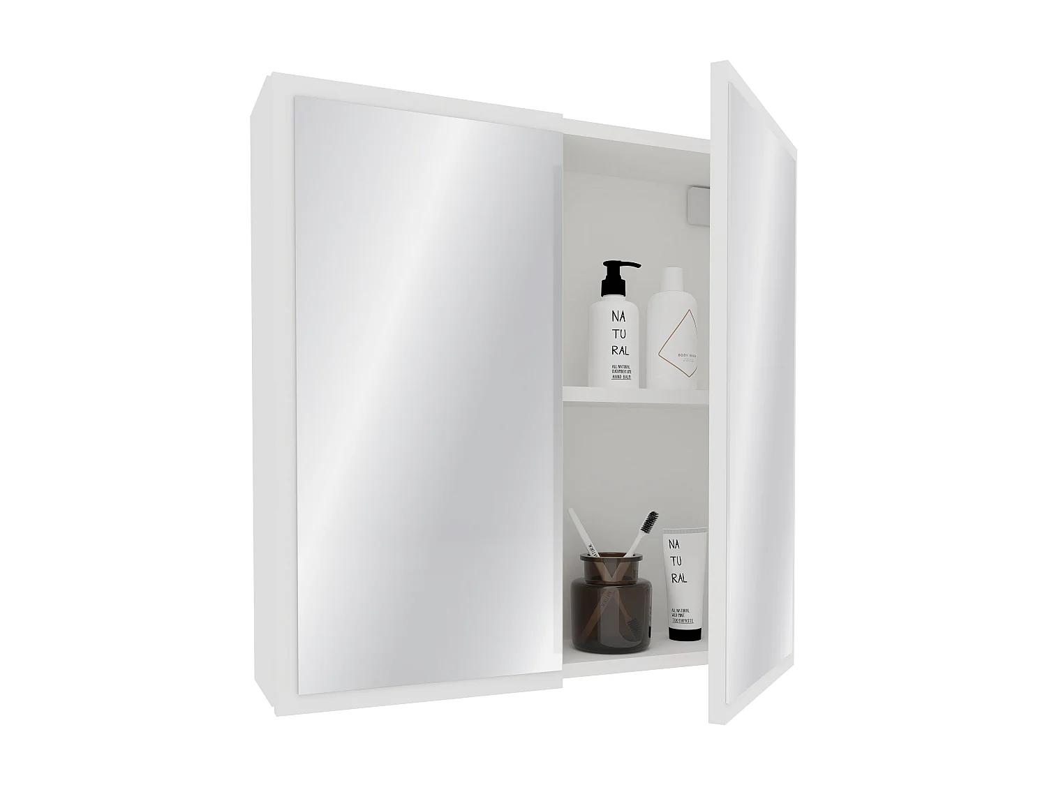 Armoire de salle de bain suspendue haaus Teno, blanche, avec miroirs, 60 x 13 x 60 cm