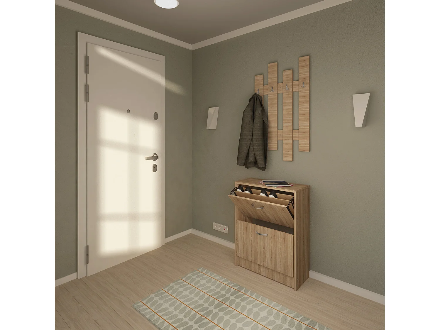 Porte-manteau à lamelles Stick, Chêne Sonoma, 100 x 60 cm