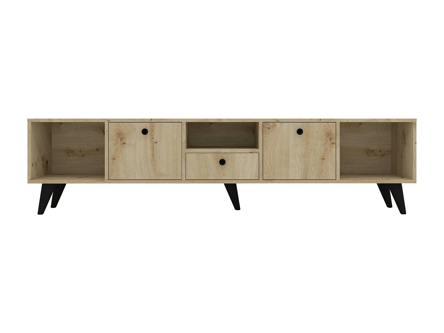 Mueble de TV haaus Malta, 3 puertas, 3 cajones, Roble artisan, 180 x 30 x 45 cm