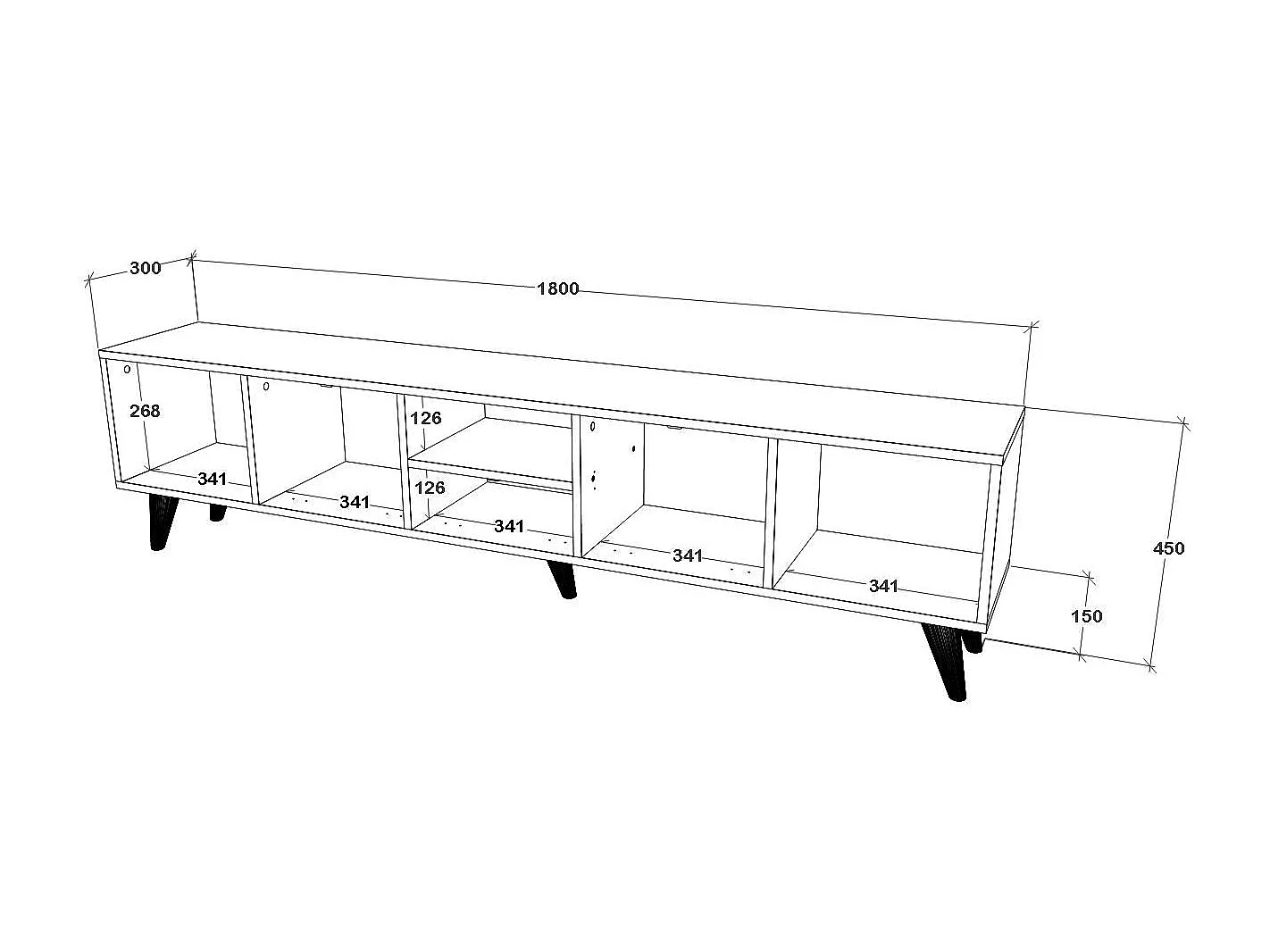 Mueble de TV haaus Malta, 3 puertas, 3 cajones, Roble artisan, 180 x 30 x 45 cm