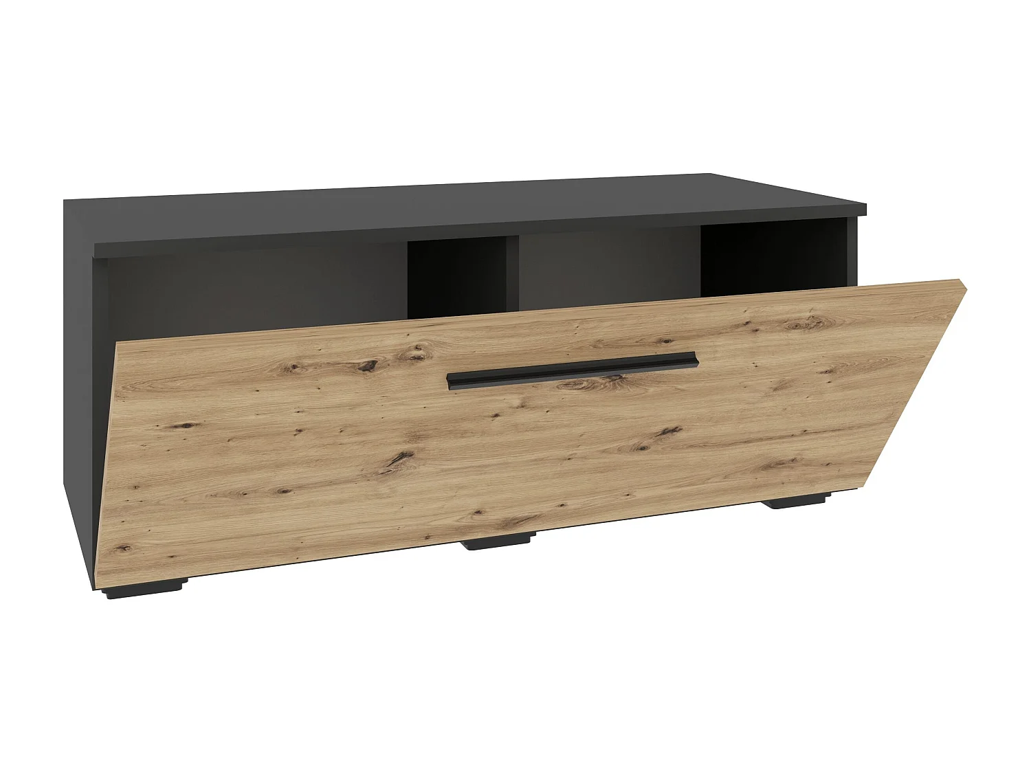 Meuble TV haaus Kos, 1 Porte, Anthracite/Chêne Artisan, 95 x 40 x 39 cm