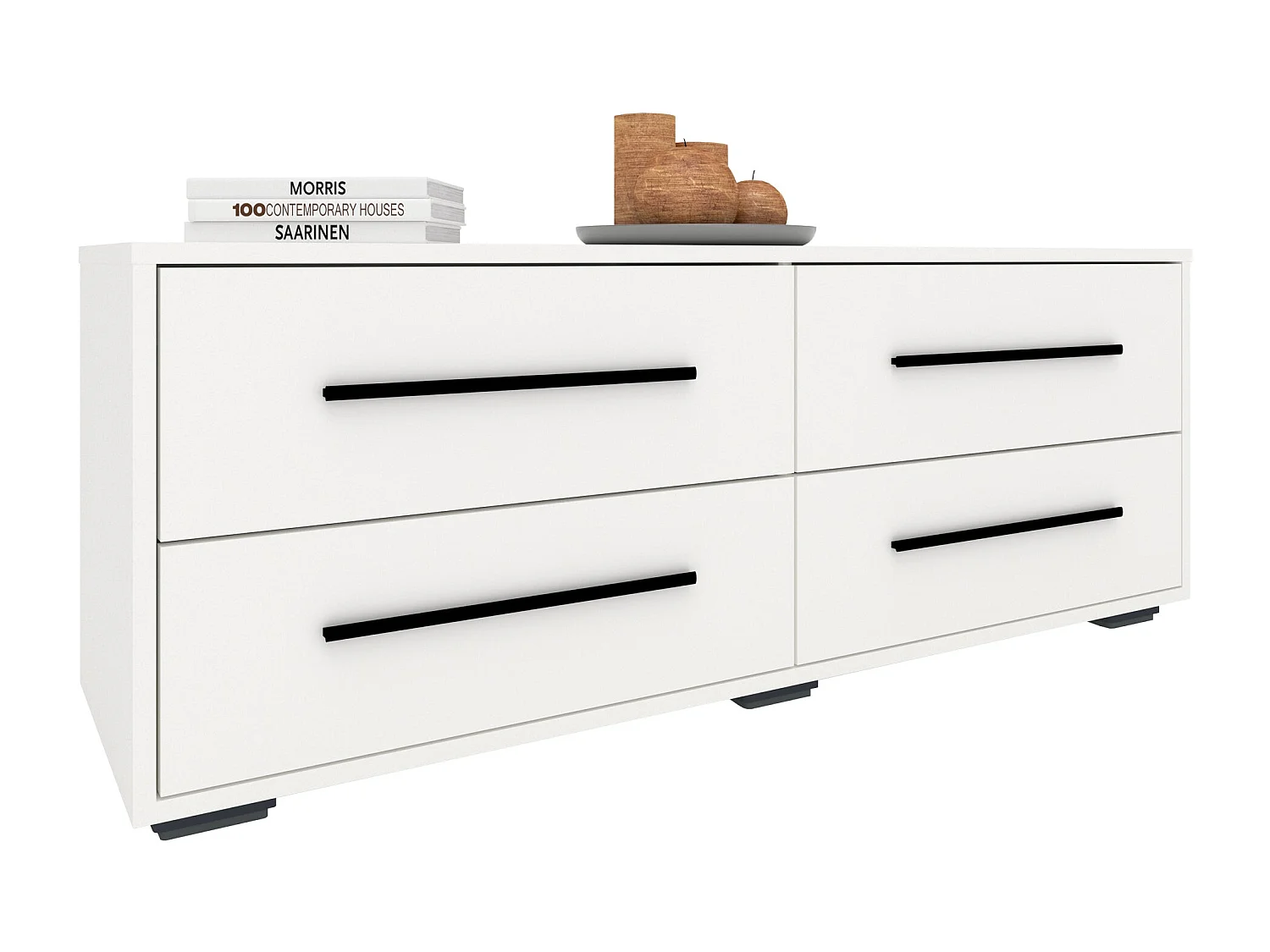 TV-Kommode Siena, 4 Schubladen, Weiß, 120 x 35 x 45 cm