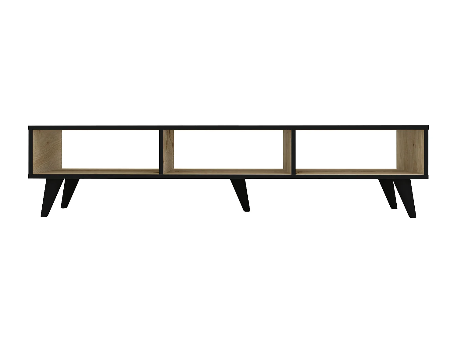 Meuble TV haaus Tirro V2, Chêne artisan/Noir, 150 x 35 x 35 cm