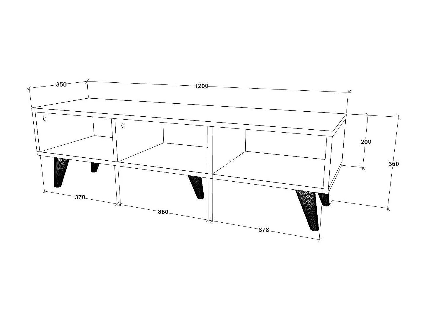 Mobile TV haaus Tirro V1, Nero, 120 x 35 x 35 cm