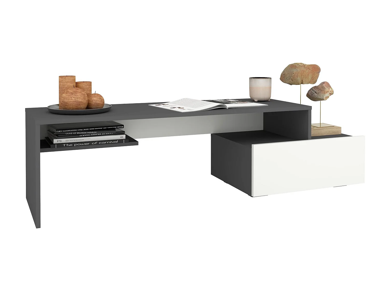 Meuble TV haaus Deli, Anthracite/Blanc, 120 x 40 x 40 cm