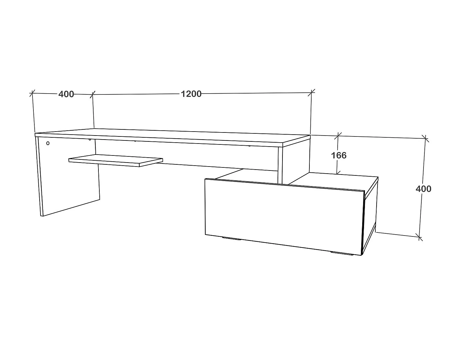 Meuble TV haaus Deli, Anthracite/Blanc, 120 x 40 x 40 cm