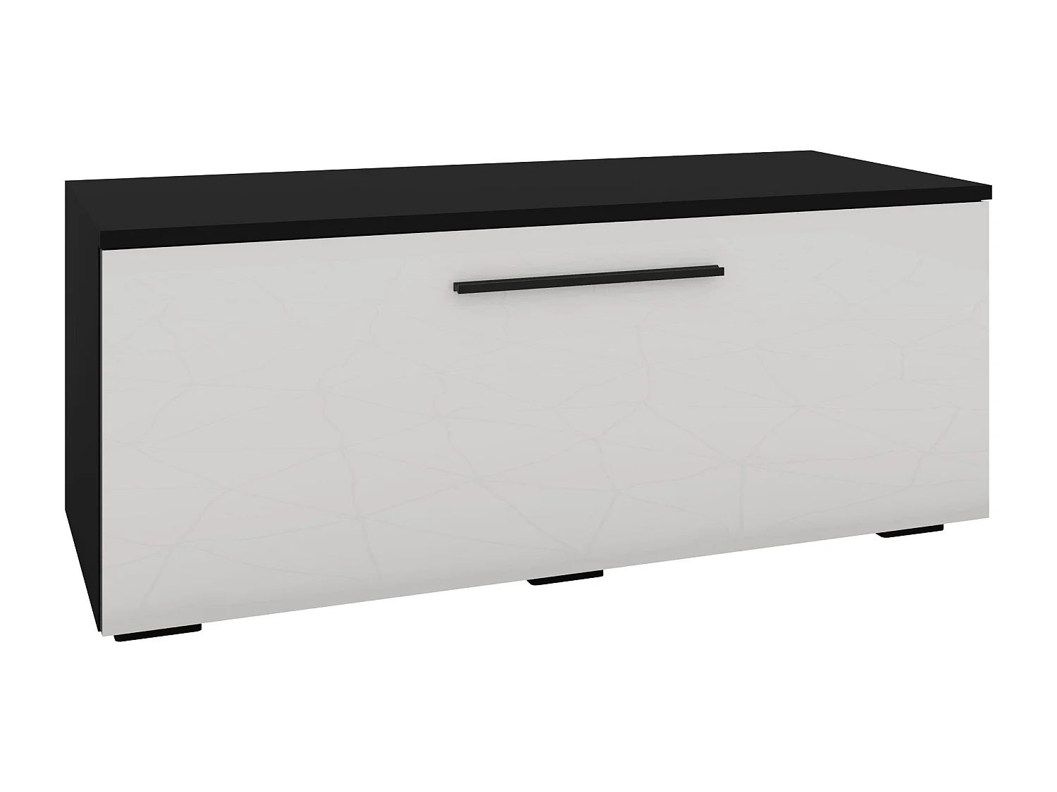 Porta TV haaus Kos, 1 Anta, Nero/Blanc Brillant, MDF, 95 x 40 x 39 cm