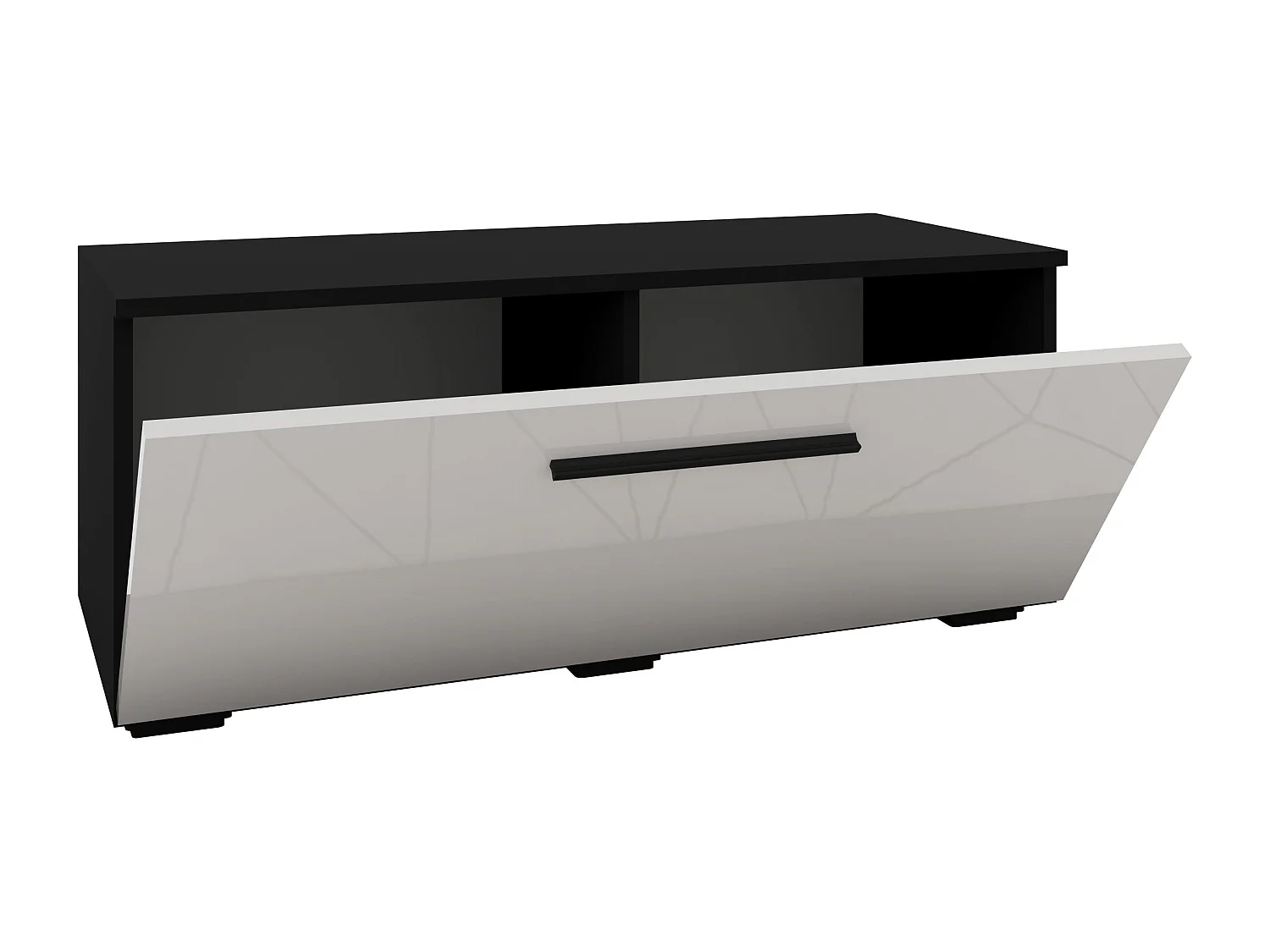 Porta TV haaus Kos, 1 Anta, Nero/Blanc Brillant, MDF, 95 x 40 x 39 cm