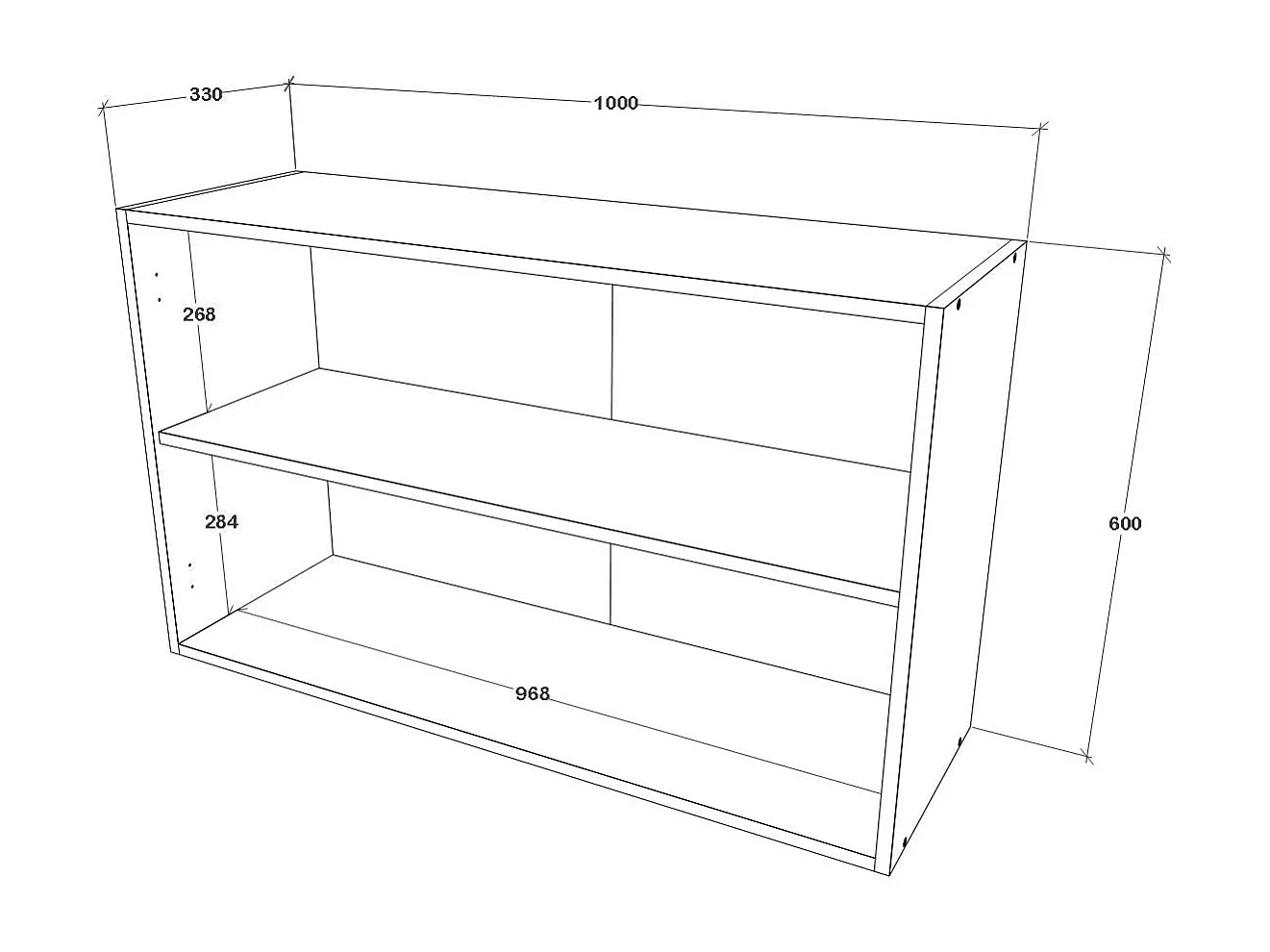 Oberschrank Oran, 2 Türen, Weiß, 100 x 33 x 60 cm