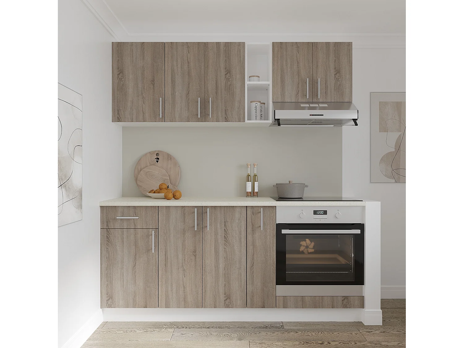 Bovenkast Karo, 1 Deur, met glas, Donker Sonoma eiken/Wit, 40 x 30 x 60 cm