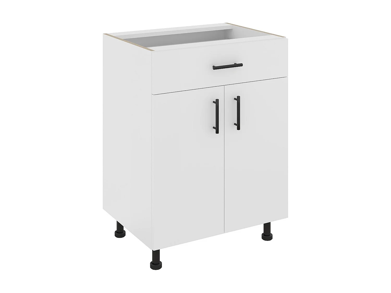 Base Karo haaus, 1 cassetto, 2 ante, Bianco, 60 x 50 x 80 cm