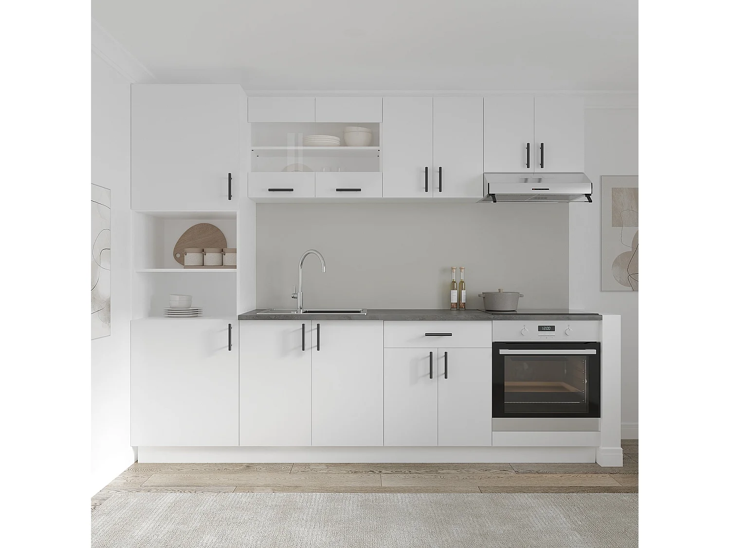 Unterschrank Karo, 1 Schublade, 2 Türen, Weiß, 60 x 50 x 80 cm