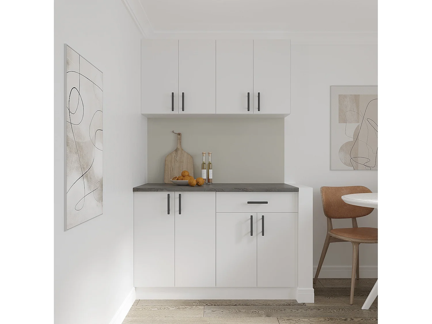 Meuble bas haaus Karo, 1 tiroir, 2 portes, Blanc, 60 x 50 x 80 cm