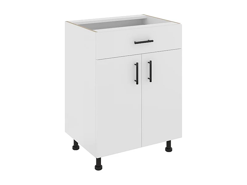 Unterschrank Karo, 1 Schublade, 2 Türen, Weiß, 60 x 50 x 80 cm