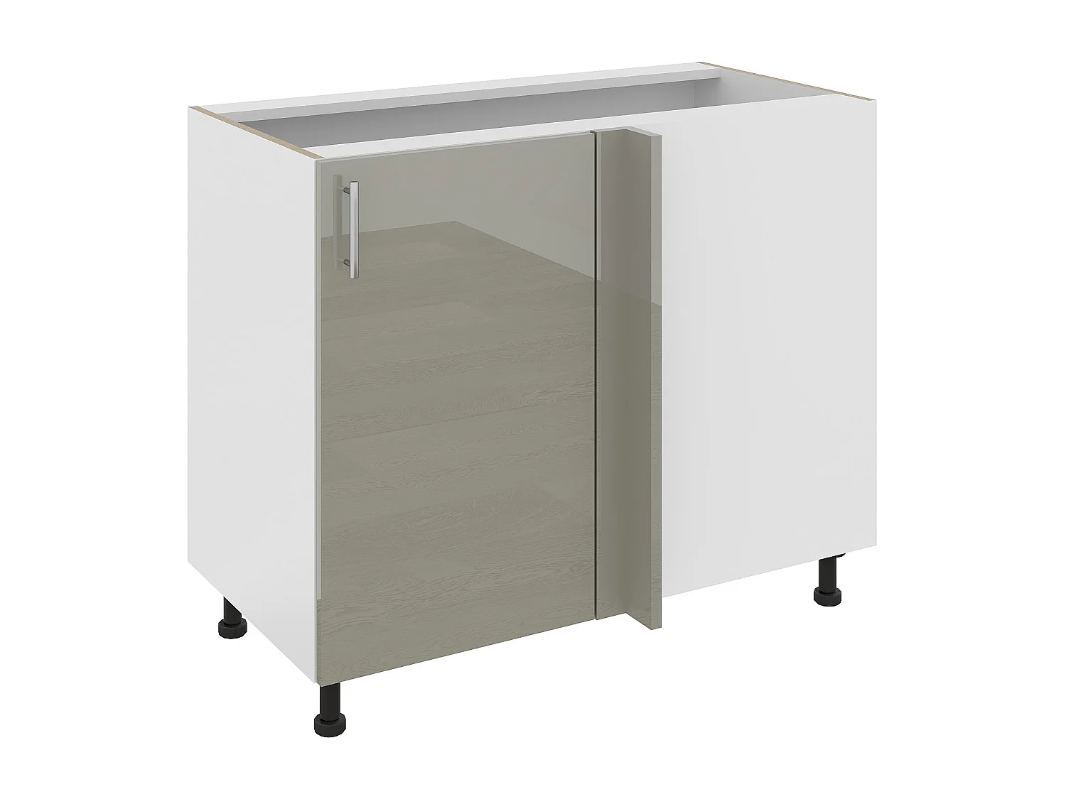 Base angolare haaus Karo, Grigio Lucido/Bianco, MDF, 98 x 50 x 80 cm