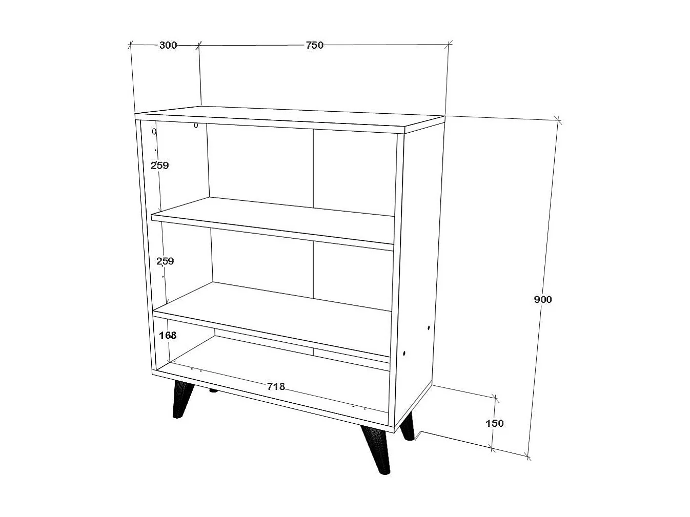 Móvel TV haaus Malta, 3 portas, Carvalho artisan, 75 x 30 x 90 cm