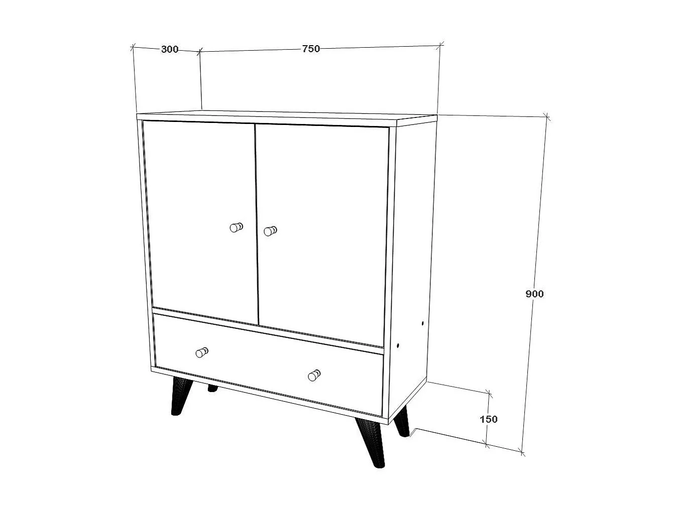 Meuble TV haaus Malta, 3 portes, Chêne artisan, 75 x 30 x 90 cm