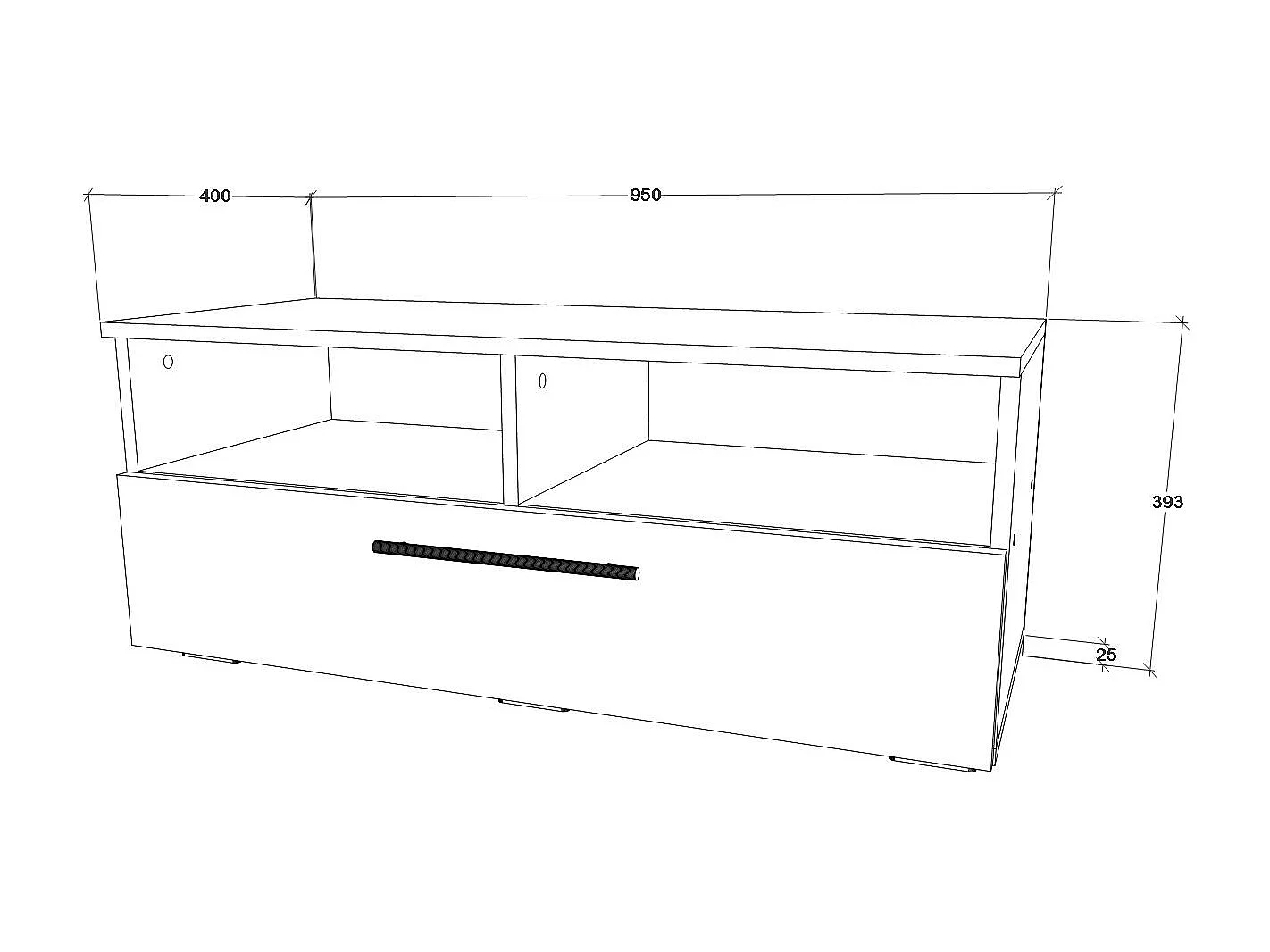 Porta TV haaus Kos, 1 Anta, 2 Ripiani, Nero/Blanc Brillant, MDF, 95 x 40 x 39 cm