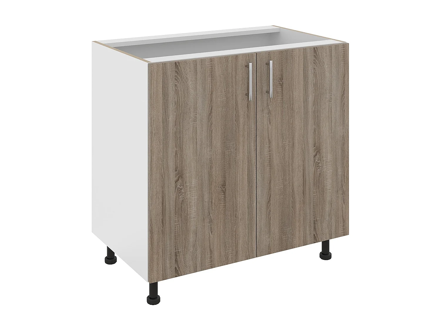 Mobile base Karo, 2 ante, Rovere Sonoma scuro/Bianco, 80 x 50 x 80 cm