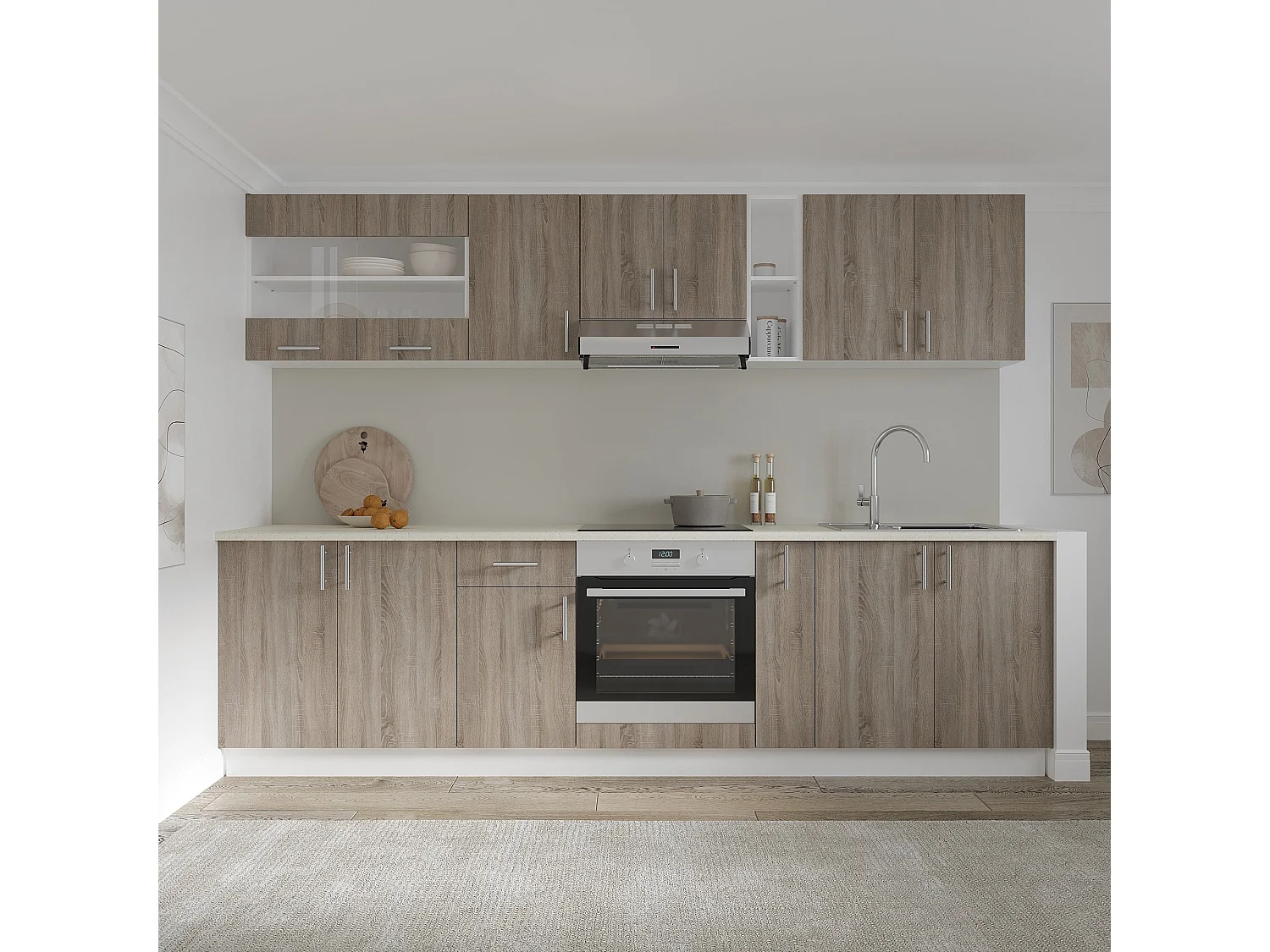Mobile base Karo, 2 ante, Rovere Sonoma scuro/Bianco, 80 x 50 x 80 cm