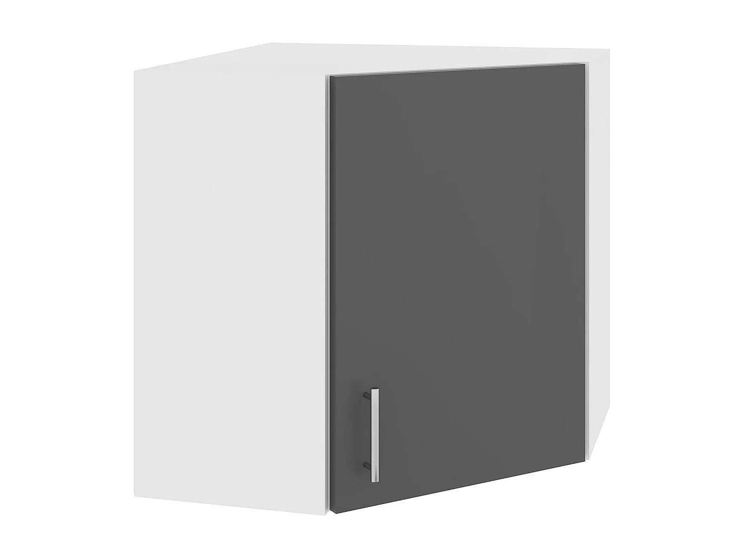 Eck-Oberschrank Karo, Anthrazit/Weiß, 60 x 60 x 60 cm