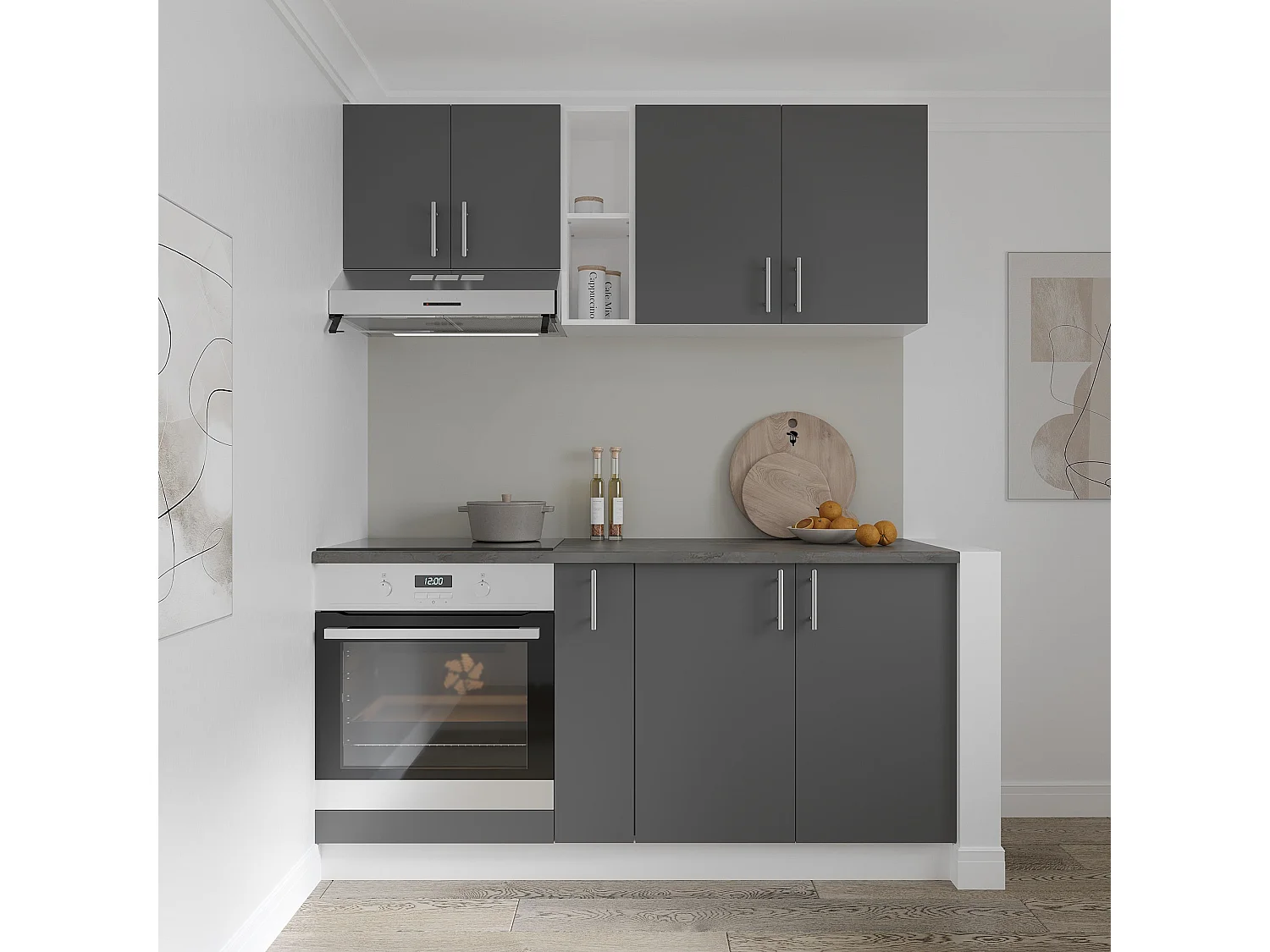 Meuble bas haaus Karo, 2 portes, Anthracite/Blanc, 80 x 50 x 80 cm