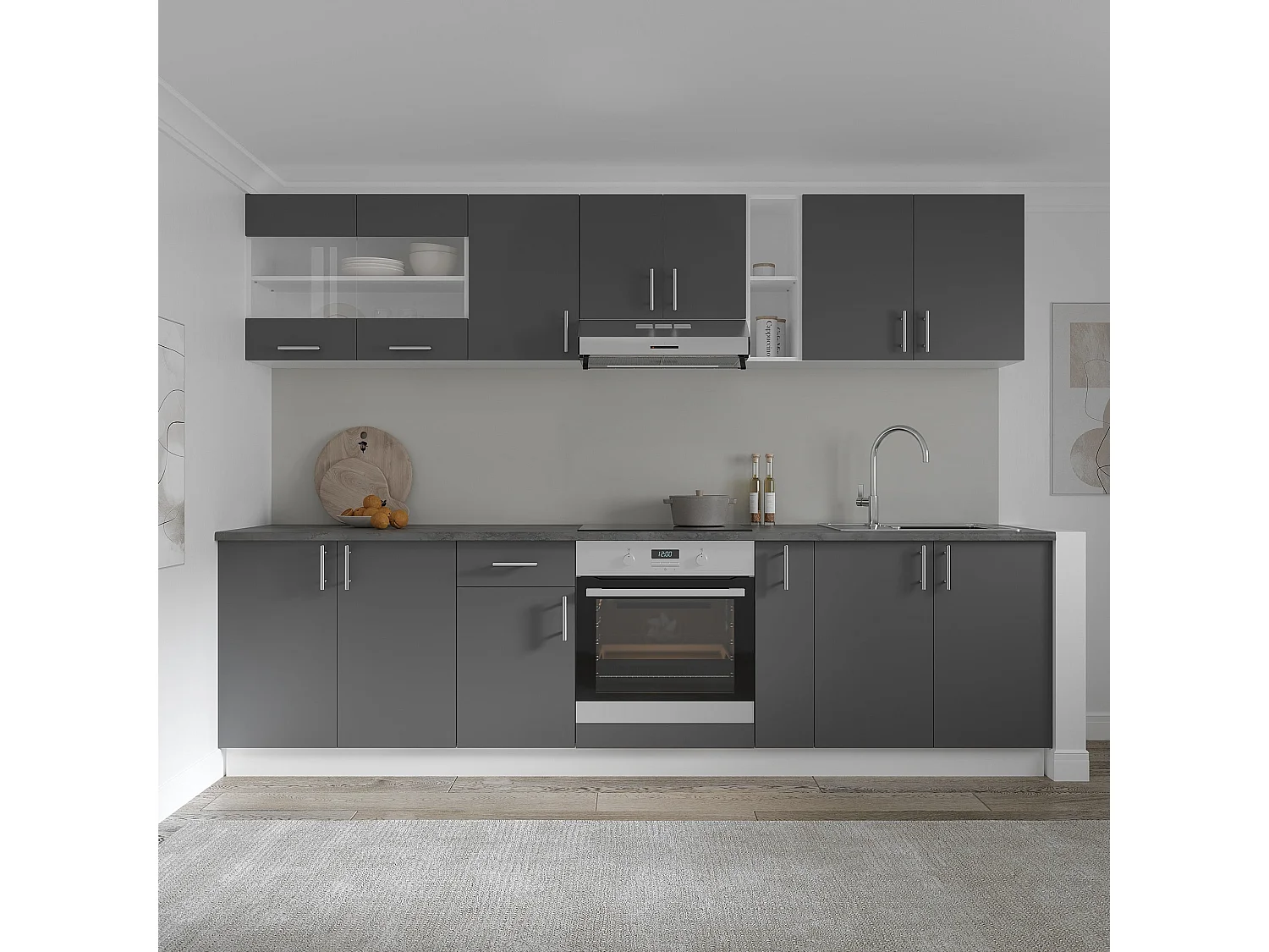 Meuble bas haaus Karo, 2 portes, Anthracite/Blanc, 80 x 50 x 80 cm