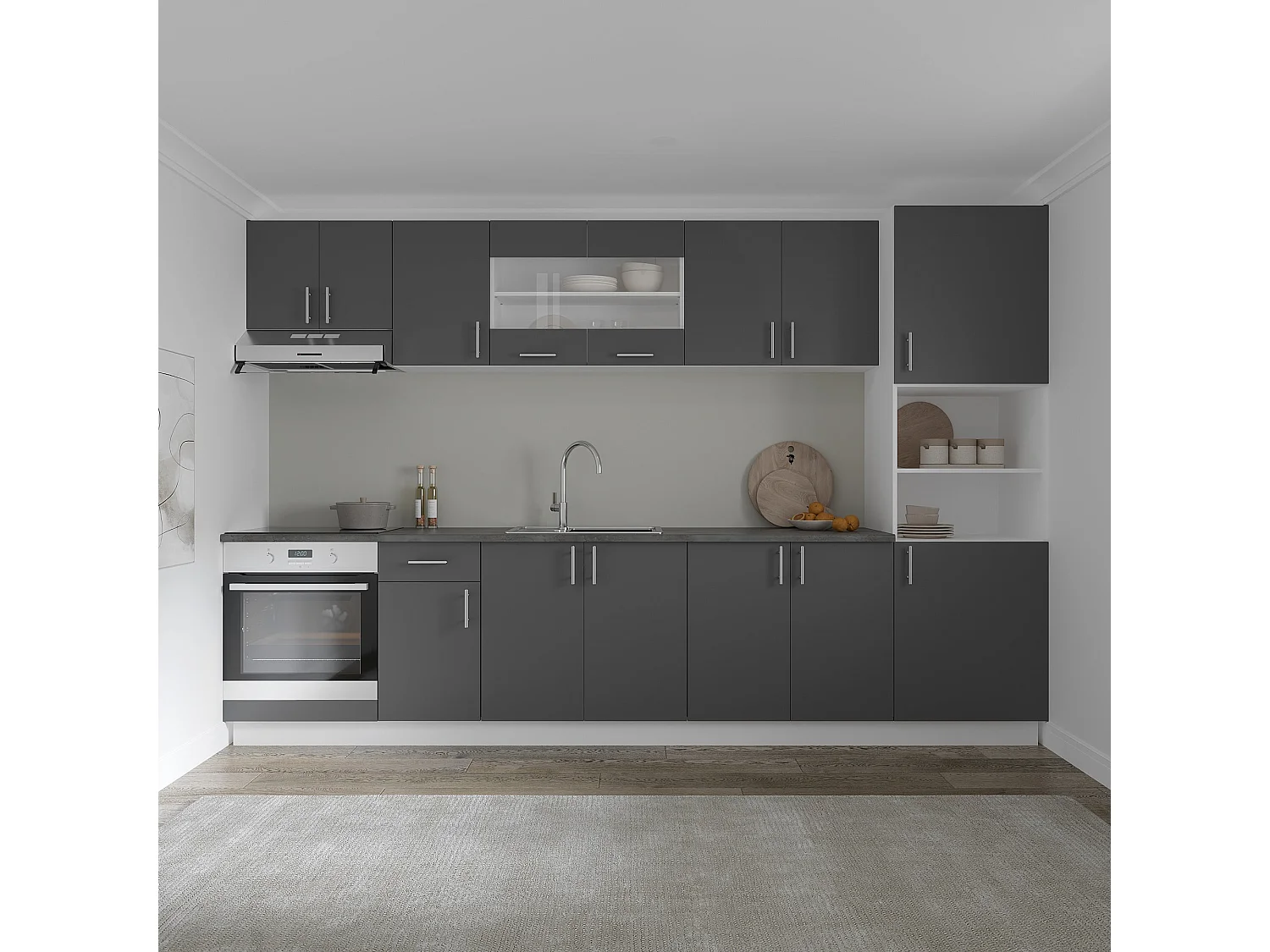 Unterschrank Karo, 2 Türen, Anthrazit/Weiß, 80 x 50 x 80 cm