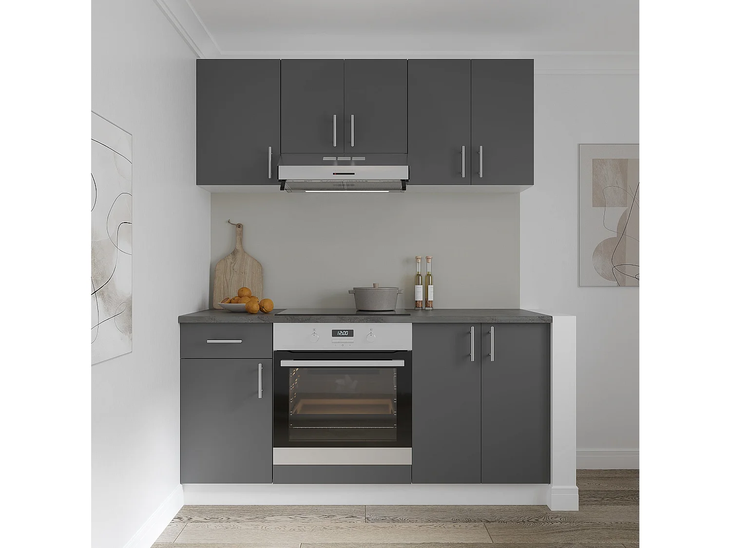 Meuble bas haaus Karo, 1 tiroir, 1 porte, Anthracite/Blanc, 40 x 50 x 80 cm